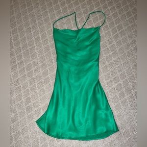 Zara Short Satin Effect Dress Mini - Green